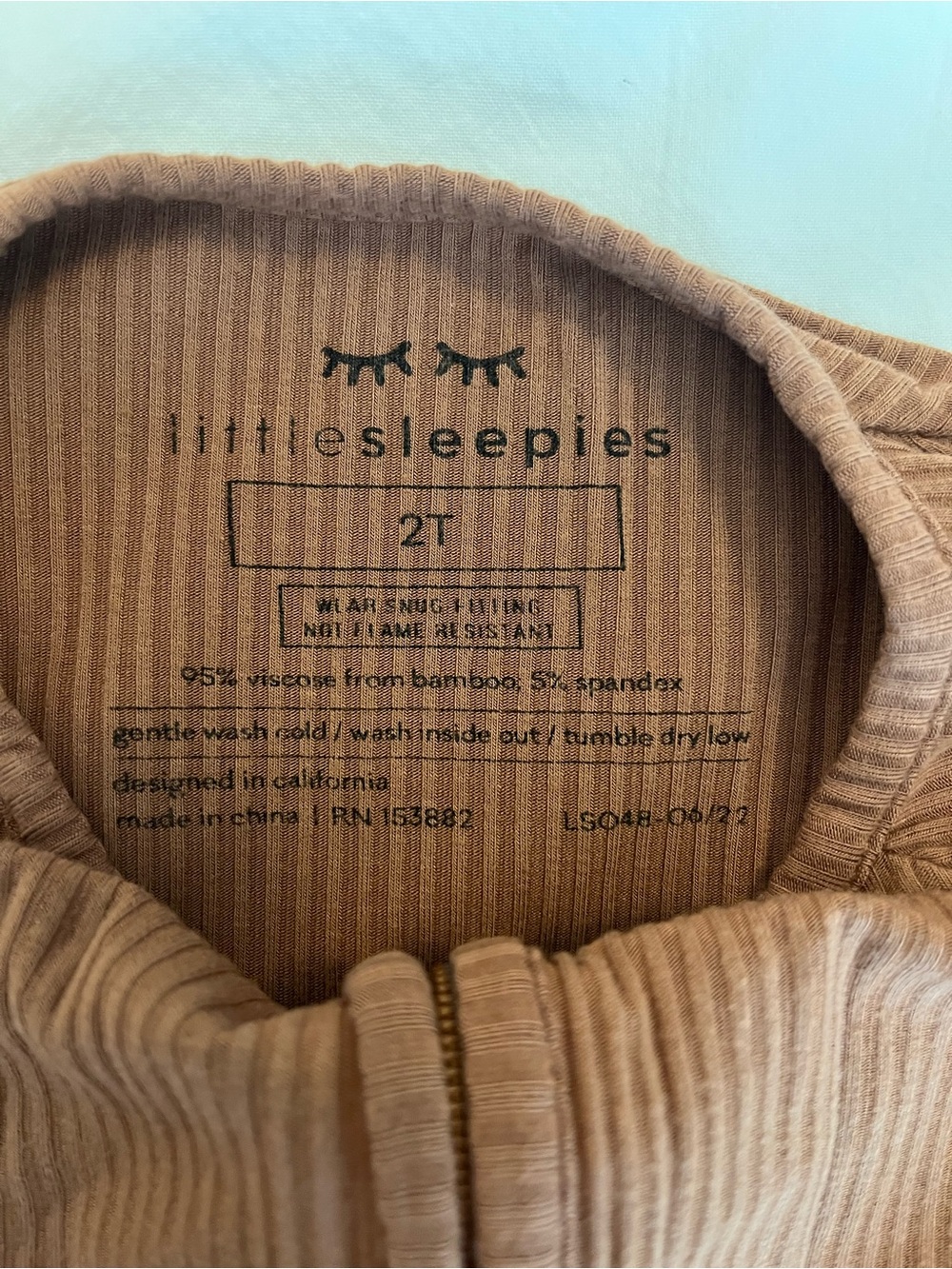 Little Sleepies Rust Ribbed Zippy - Picture 2 of 2